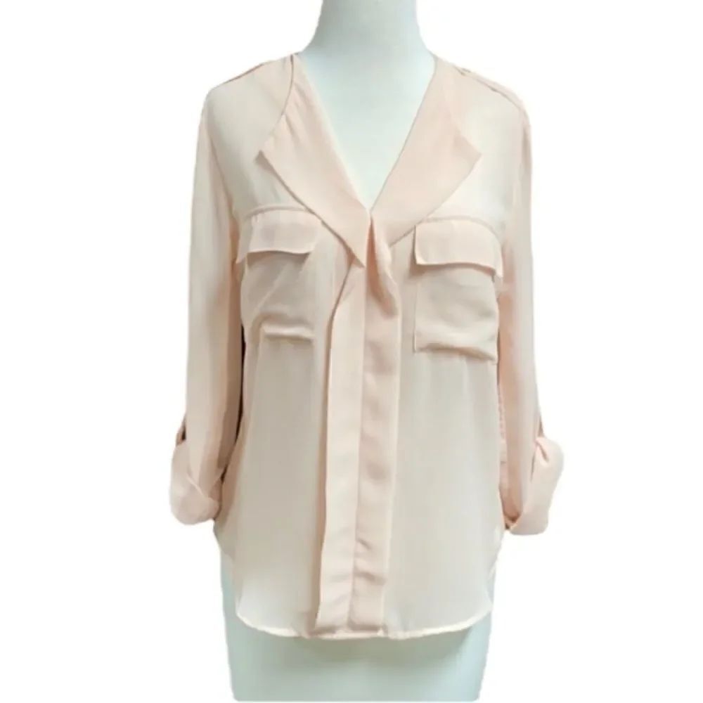 Timing L/S Peach Button Down Blouse Size Small